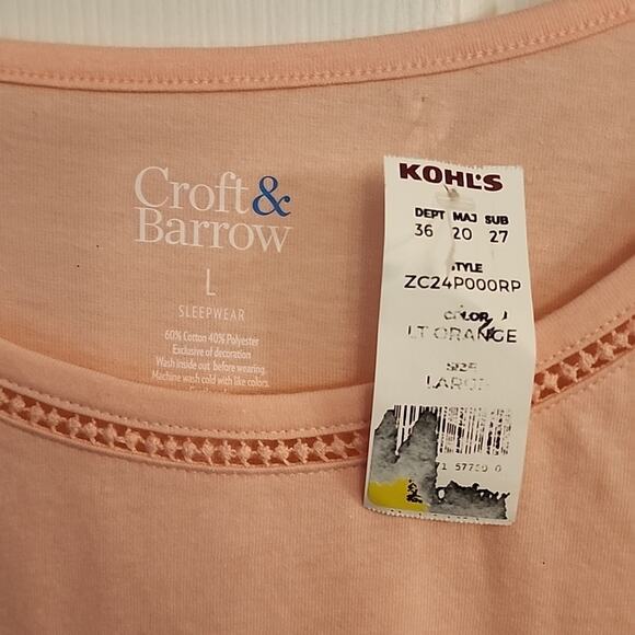 Croft & Barrow Peach Lounge Tee, NWT, Large - Picture 4 of 6